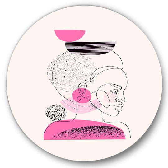 Designart - One Line Portrait of Afro American Women I